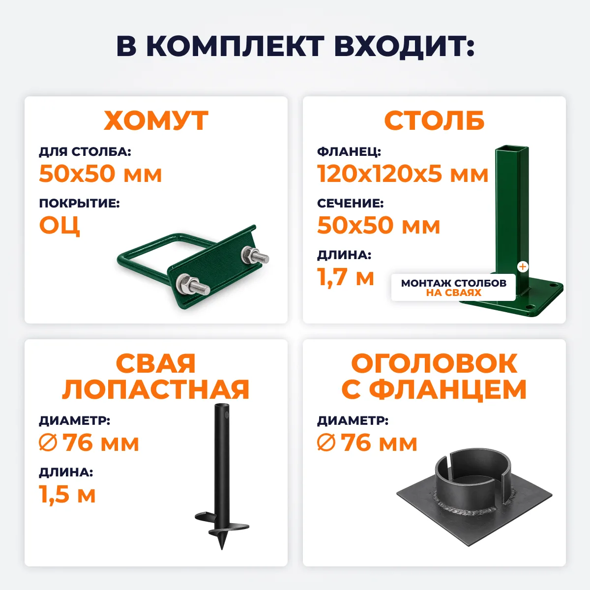 Забор ПРЕМИУМ,1,7 м из 3D сетки Гиттер, зеленый (столбы на сваях)