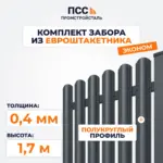 Забор ЭКОНОМ,1,7 м из Штакетника в 1 ряд, темно-серый (забивка столбов в грунт)